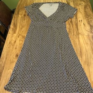 L.L. Bean Black and White Geometric Dress